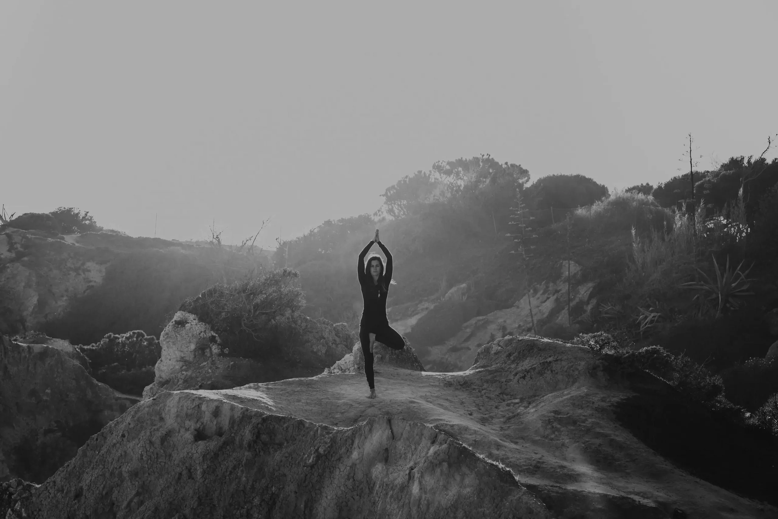 Daniela practice yoga in the montain